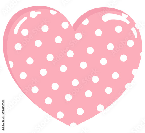 pink heart with dots - Valentine's Day and baby shower vector graphics, ideal for greeting cards, stickers, tags, sublimation, scrapbooking, decorations, cricut

