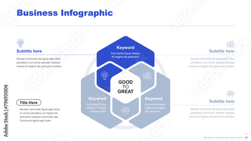 Flat business infographic diagram vector slide presentation template