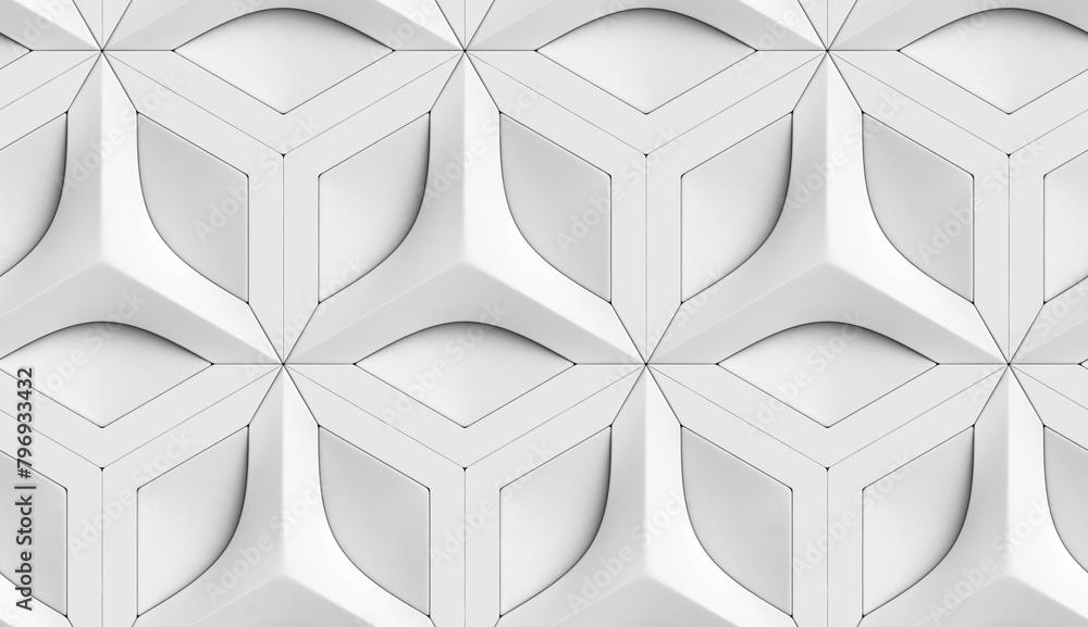 © ADDICTIVE STOCK - Geometric abstract white 3D wall panel background