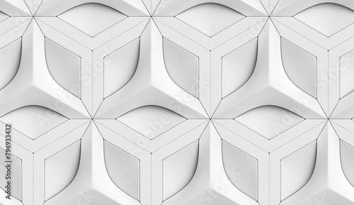 Geometric abstract white 3D wall panel background photo