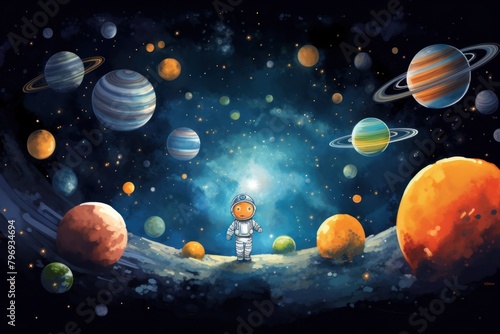 Solar system astronomy astronaut universe.