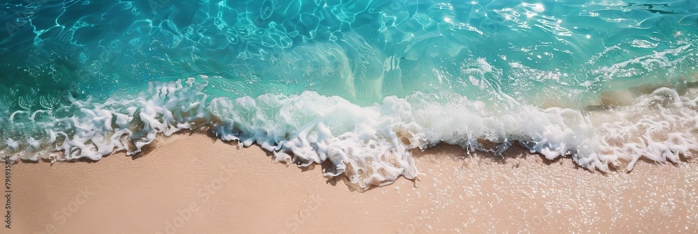 Picturesque Tropical Beach with Turquoise Ocean Waves and Soft Sand Shore