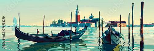 Picturesque Gondolas Gliding Through the Iconic Canals of Historic Venice Italy