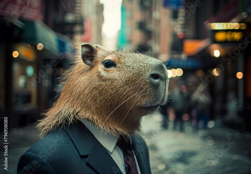 Businessman squirrel in the city