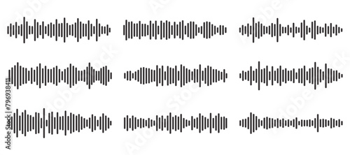 Cuadro en lienzo Set of wavy, vibrating and pulsating lines