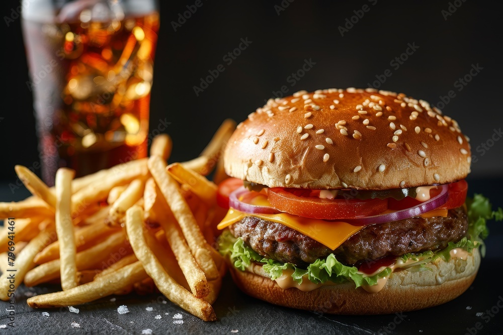 Delicious Cheeseburger and Fries Delicious Cheeseburger and Fries