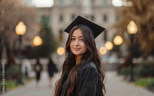 Smiling graduate in cap and gown