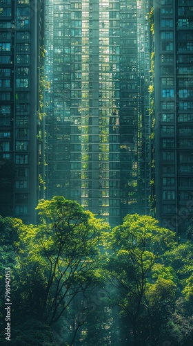 Tall Building With Trees Growing Out of It