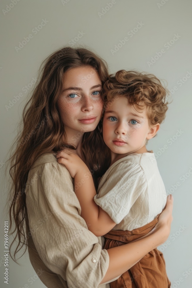Mother and child photography portrait hugging. Mother and child photography portrait hugging.