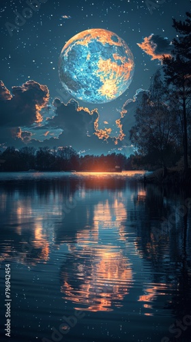 Full Moon Reflection in Water