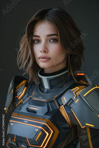 Futuristic Warrior Woman Portrait