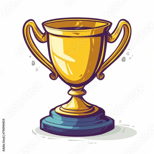 Golden trophy cup on pedestal