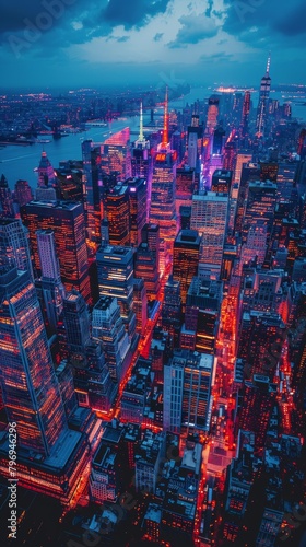 Aerial View of City at Night