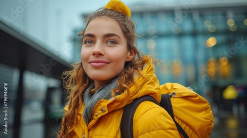 Woman in Yellow Jacket Standing Outside