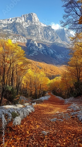 Majestic Mountain Range With Tree in Foreground