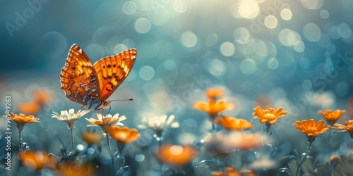 Butterfly Perched on Flower Petal © olegganko