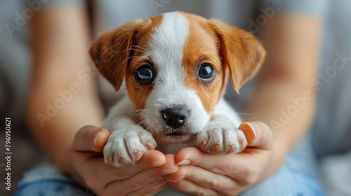 Person Holding Puppy in Hands