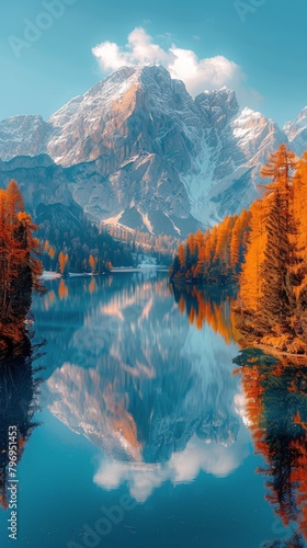 Snow Covered Mountains Surrounding Lake