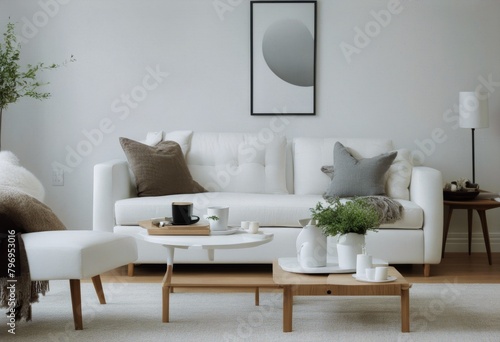 Coffee Table Swedish Minimalist Couch Wooden Room White Living