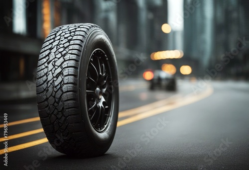 'car four rolling background tires gray road tire wheel three-dimensional auto automobile detail illustration image many new rubber safety set spike tread tyre universal vehicle profile surface' © akkash jpg
