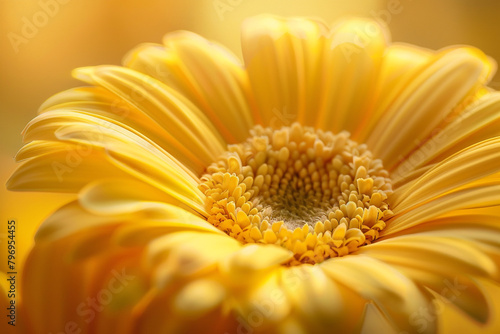 A close-up shot of a delicate yellow daisy, its petals bathed in soft golden light.