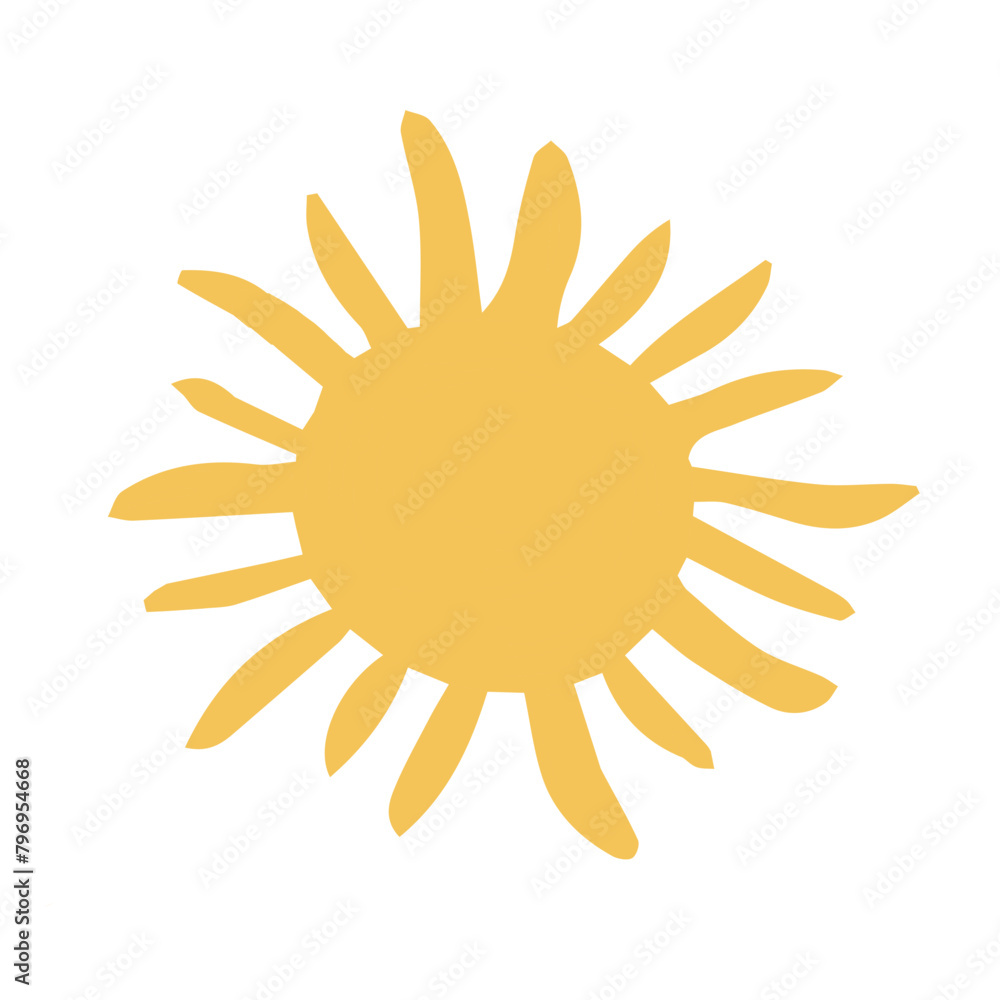 Sun icon on white background. Cartoon label and sign. Flat vector illustration. Sun icon on white background. Cartoon label and sign. Flat vector illustration.