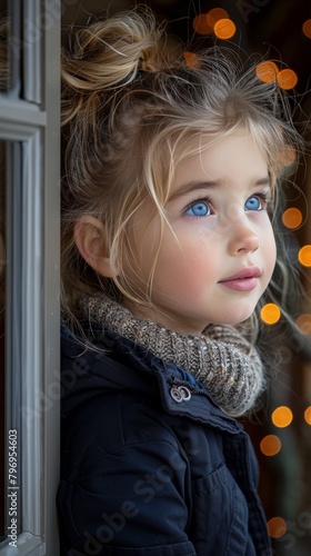 Little Girl Looking Out of a Window