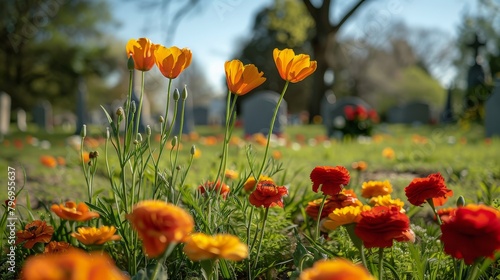 Flowers Scatter Across Grass