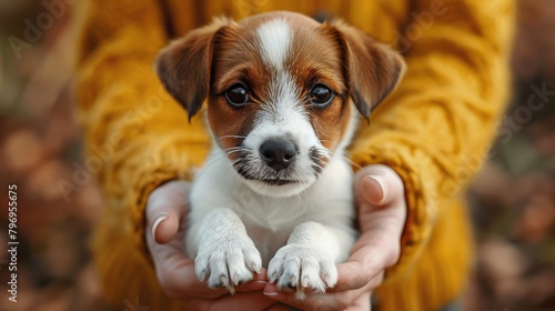 Person Holding Puppy in Hands