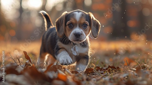 Brown and White Dog Running Through Forest