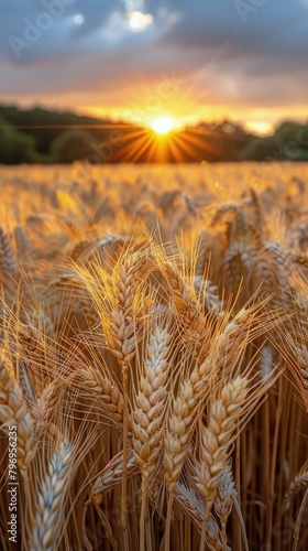 Wheat Field With Setting Sun