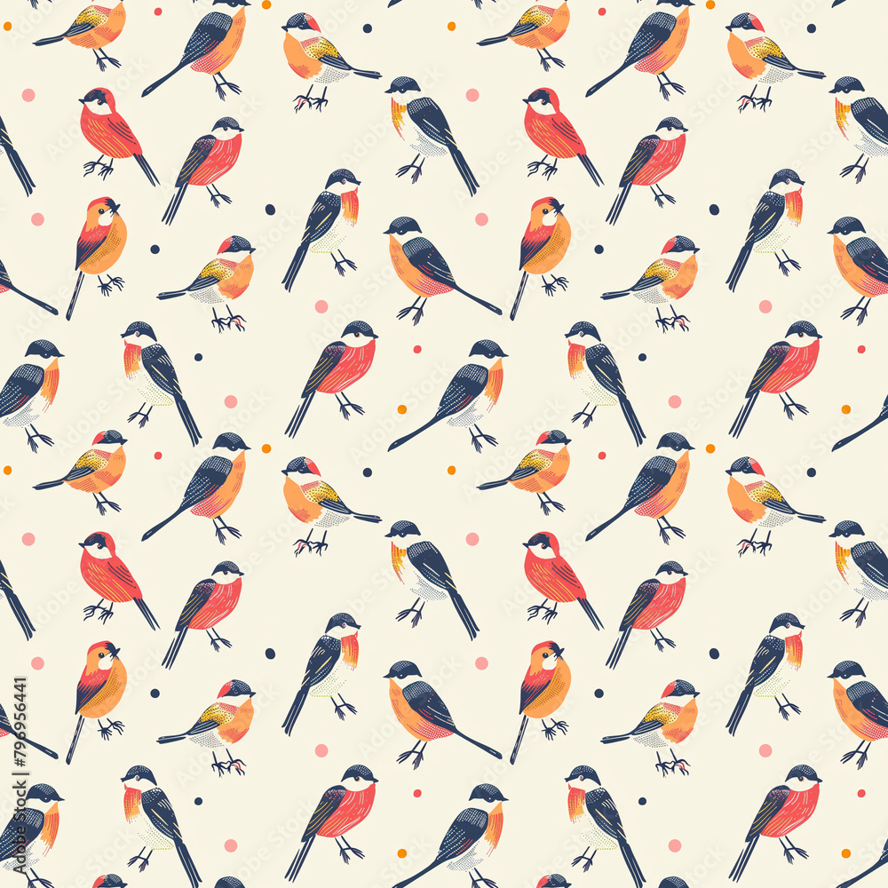 Scandinavian birds seamless pattern Scandinavian birds seamless pattern