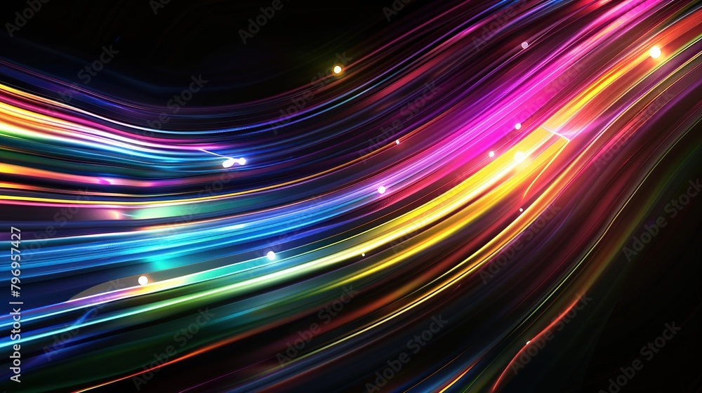 Geometric wave abstract background design concept with rainbow-colored lights Geometric wave abstract background design concept with rainbow-colored lights