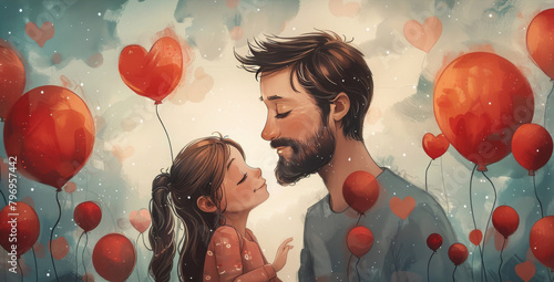 A Man and a Little Girl Kissing