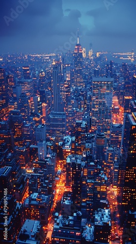 Aerial View of City at Night