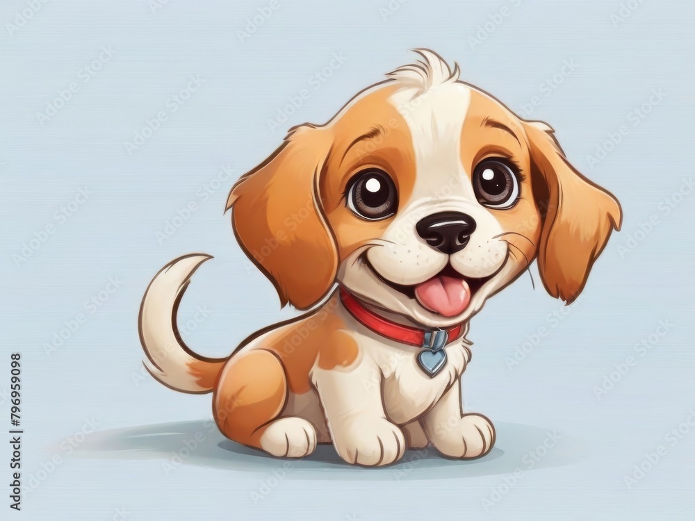 Cheerful dog on a white background. cartoon character