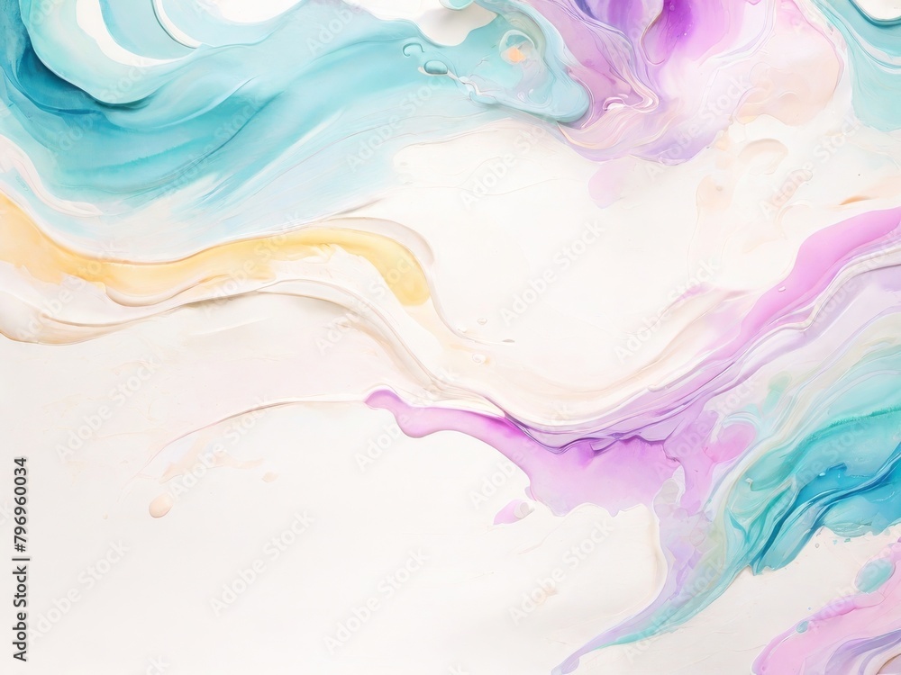 Multi-colored abstract liquid background in soft pastel colors. Watercolor paints