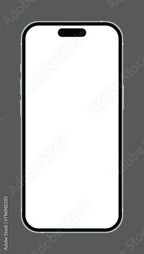 Mockup smart phone 15 generation Editable vector with  Transparent screen and grey Background. Clipping Path isolated for UI Infographic Business web site design app 2024