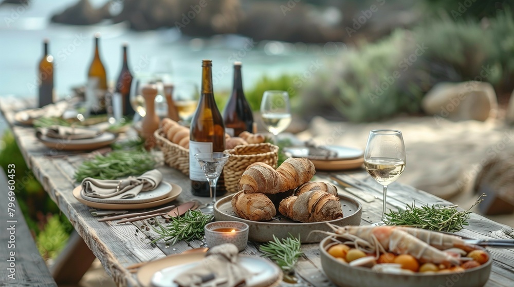 Organic Shore Lunch with Local Seafood, generative ai Organic Shore Lunch with Local Seafood, generative ai