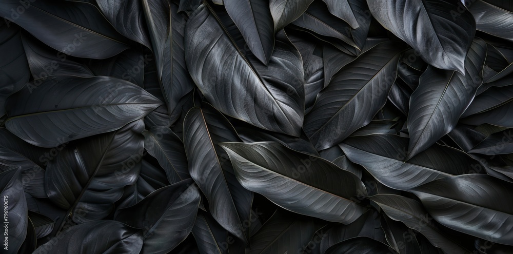 Black leaf pattern composition. Leaf logo illustration. Pattern leaves wallpaper. 3d wallpaper leaves. Figured ornament from leaves for printing. AI generated illustration Black leaf pattern composition. Leaf logo illustration. Pattern leaves wallpaper. 3d wallpaper leaves. Figured ornament from leaves for printing. AI generated illustration
