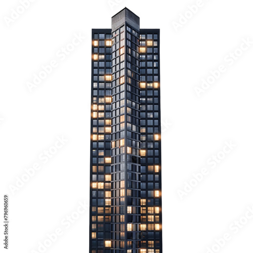 Tall skyscraper building tower on transparent background 