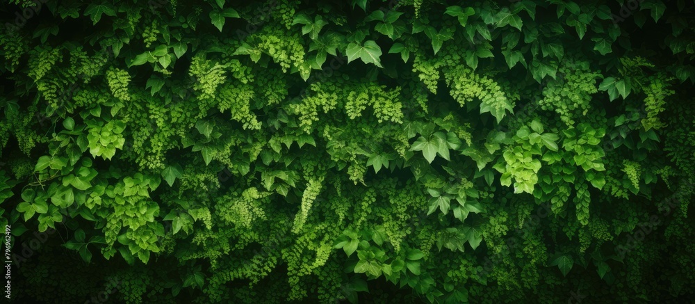 Green plant wall with foliage Green plant wall with foliage