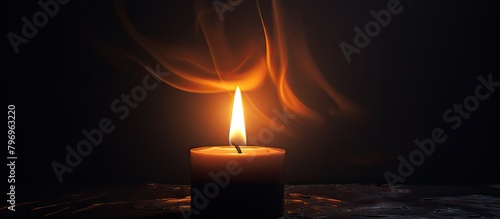 Single lit candle against dark backdrop