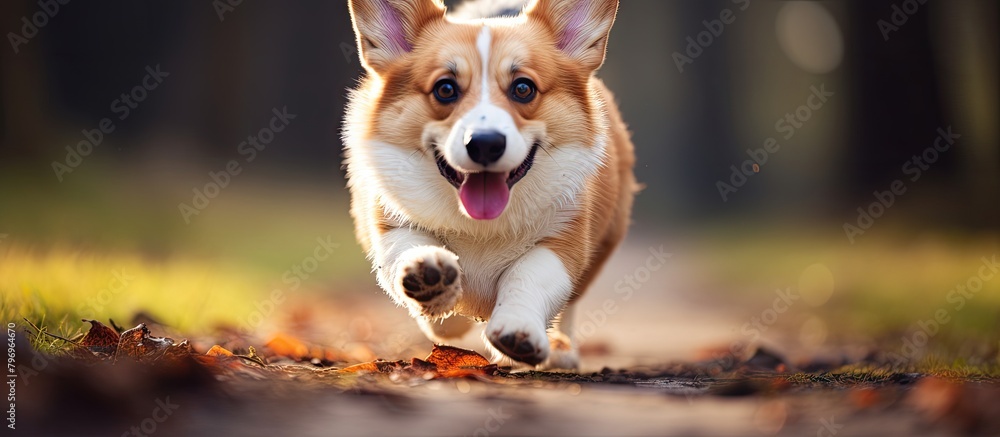 Dog running with tongue out Dog running with tongue out
