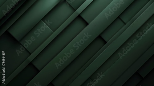 Dark green background with diagonal lines, abstract shapes and shadows Modern wallpaper or screensaver design for presentation in dark colors Minimalist 3D illustration of a geometric pattern with a s