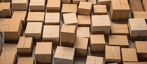 Stacked cardboard boxes close-up