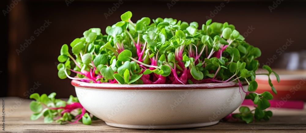 Fresh sprouts in bowl on table