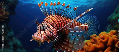 A lionfish in coral reef photo