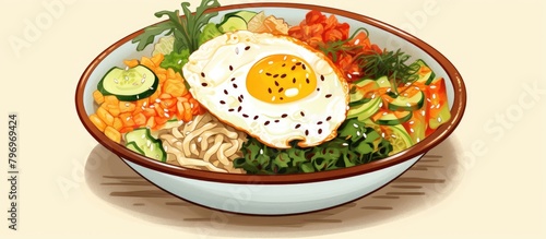 Bowl of noodles, carrots, and egg