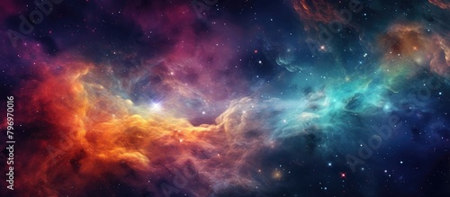 Colorful nebula and distant stars